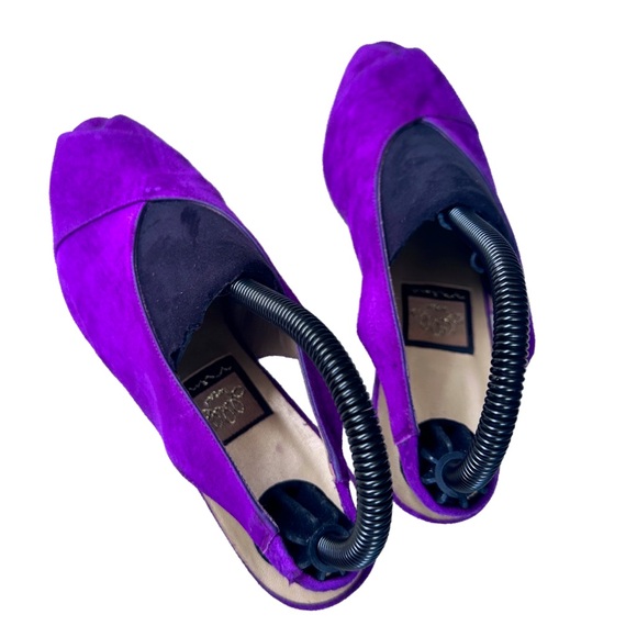 Nina Original Peep Toe Slingback Purple Velvet Suede Pump Shoes Size 6.5M - Picture 3 of 8